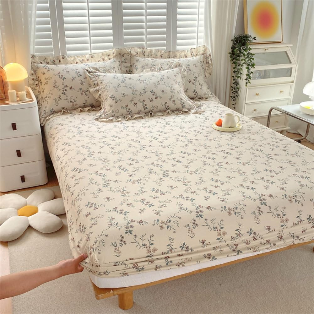 Sábana Ajustable de algodón con Bandas elásticas 160x200 colchón 133x72 Tela, Forma 01, Solo 1x Fundas de Almohada