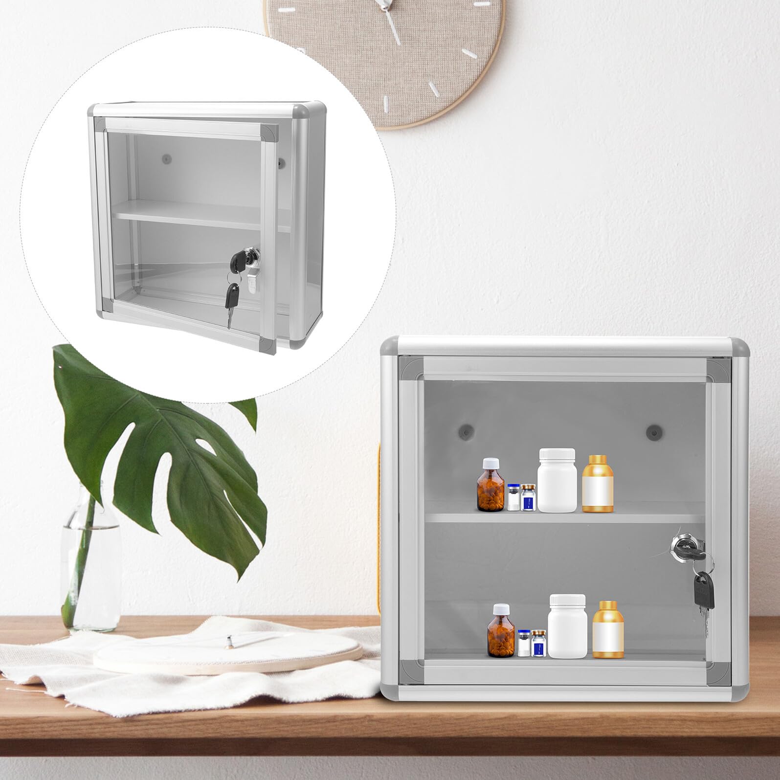 GARVALON Botiquín de Primeros Auxilios con Llave y Almacenamiento Multifuncional de Aleación de Aluminio para Medicamentos, Caja de Pared Fiable para Uso en Actividades al Aire Libre