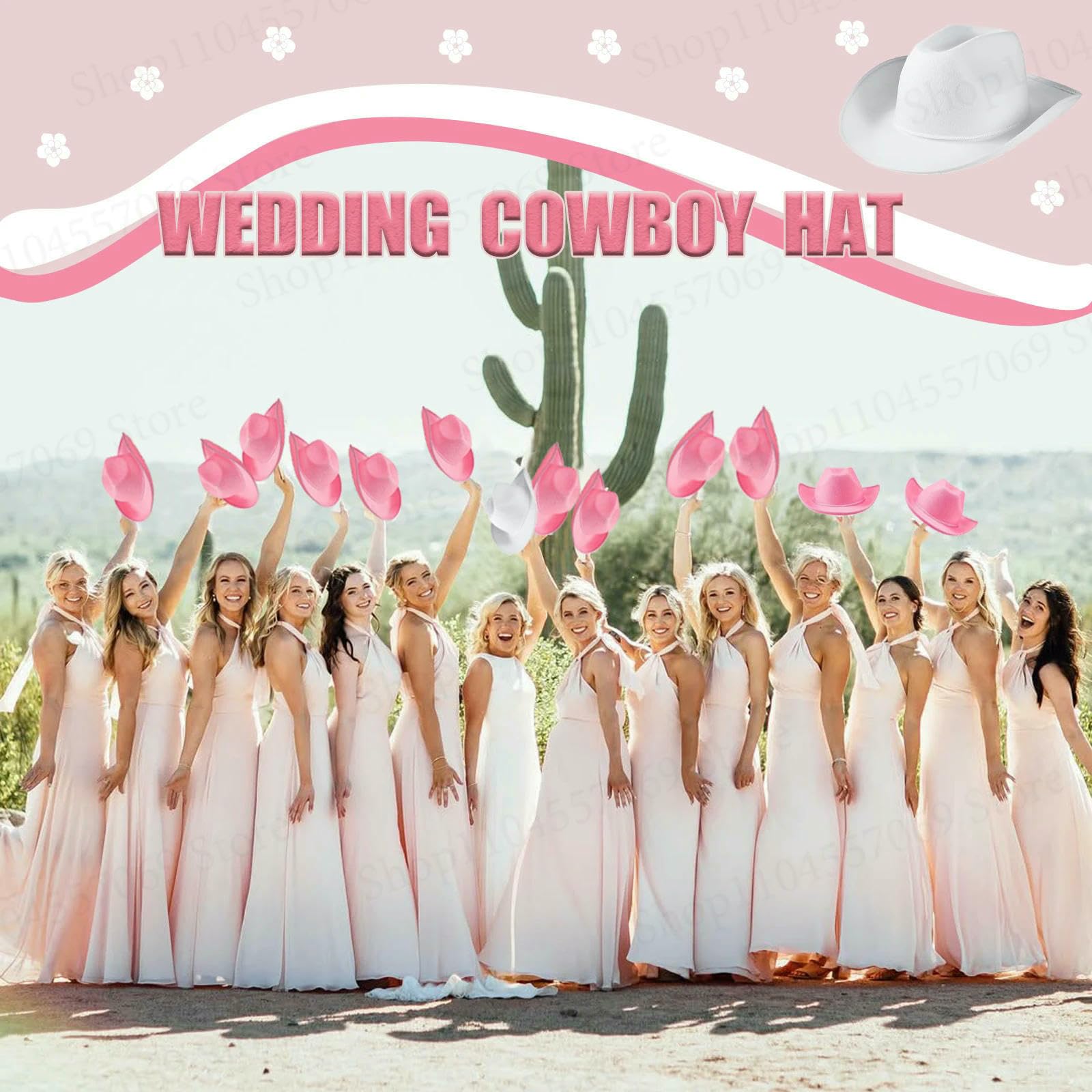 Gorro Pescador Negro Cowboy Hat Heart Gafas De Sol Paisley Bandana Set, Mujeres Soltero Kit Disfraz Fiesta, Estilo Occidental-Pink Set-24pcs