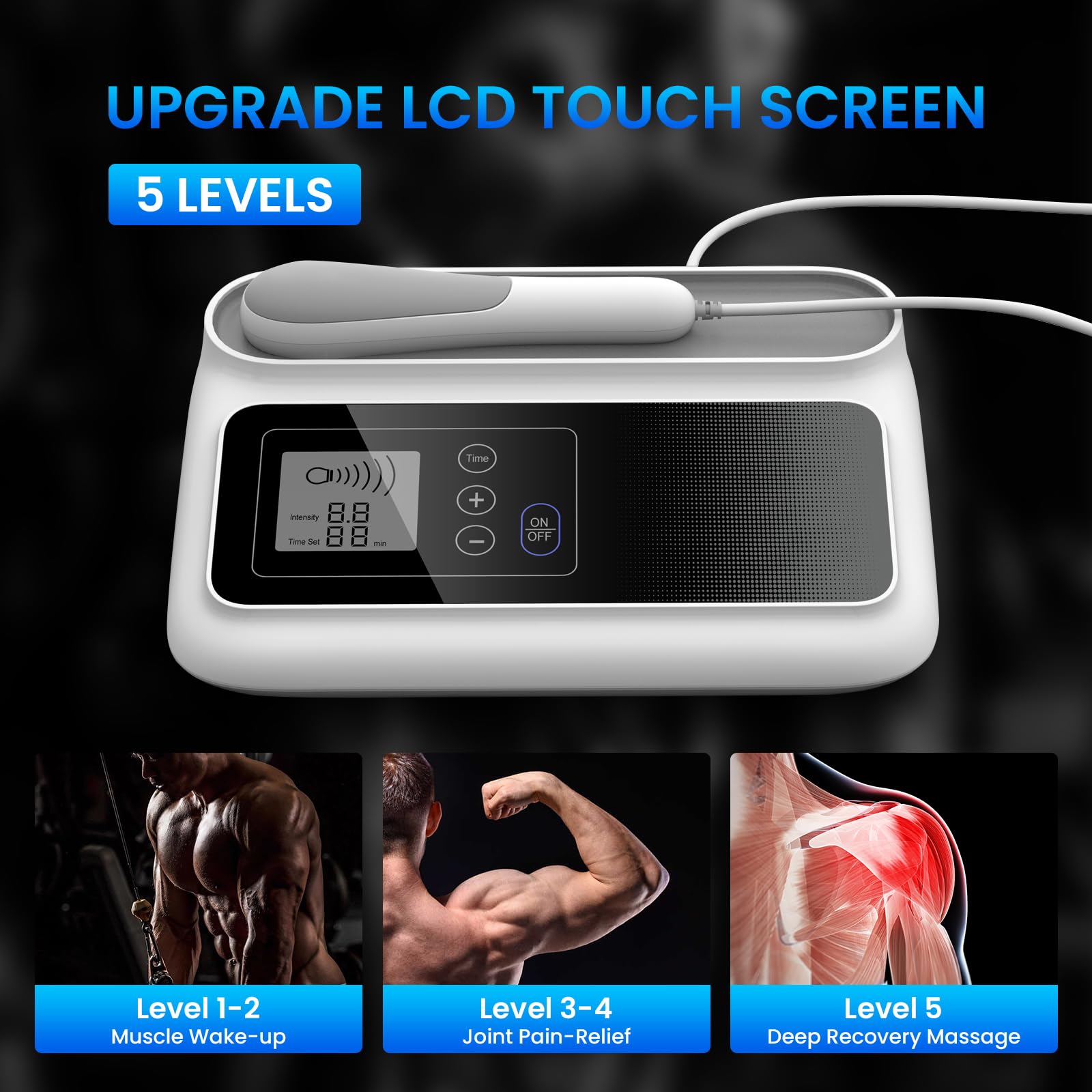 Máquina de Terapia de Ultrasonidos Fisioterapia, 5 Niveles Ajustables Dispositivo de Masaje Para Alivio Muscular y Articular, Dispositivo Masajeador de Ultrasónica Para Uso (Blanco CS01)
