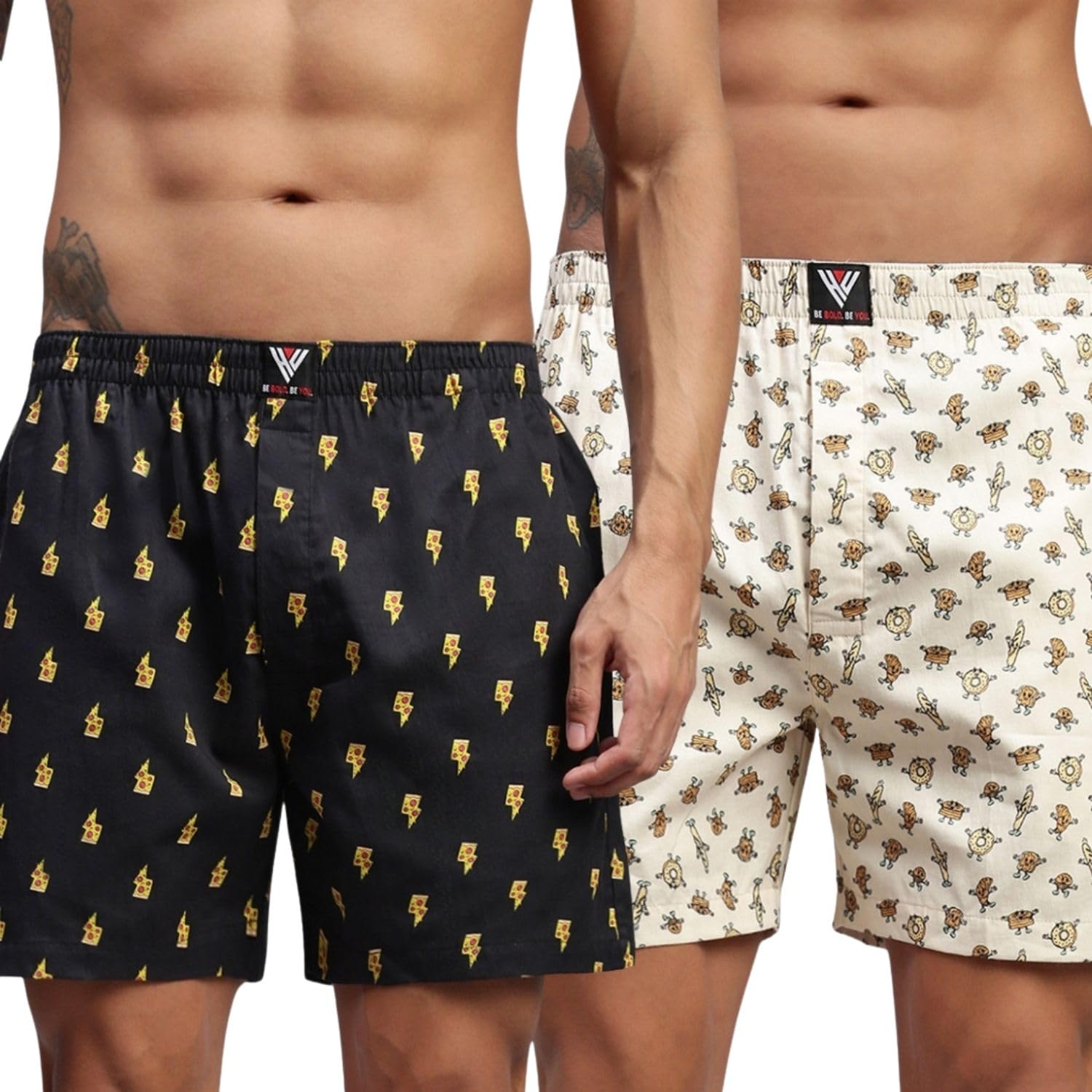 hayu 2PC Pack of Bakery & Pizza Men Printed Cotton Boxer Shorts Multicolour-picture-19