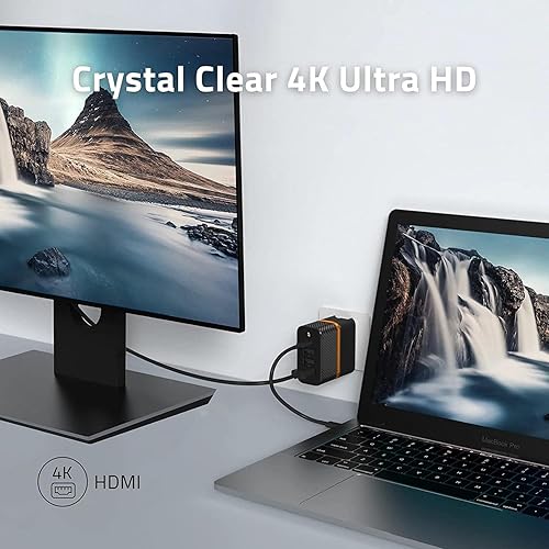Miniatura 4 de Cargador USB C GaN de 65 W con HDMI 4K, modo TV y carga rápida de 3 puertos, compatible con MacBook, iPad, iPhone, Samsung, Steam Deck y más