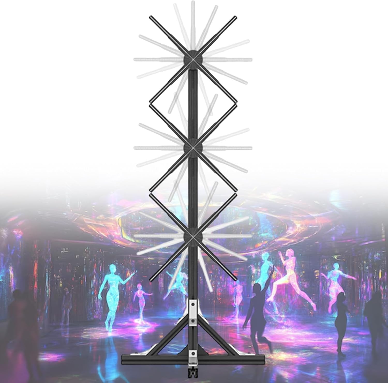 3D LED Hologram Fan Rotated Projector,for Exhibitions,Industrial Design,Airports,1x3 Splicing Type Vertical Creative Advertising Lights 624 LED Beads