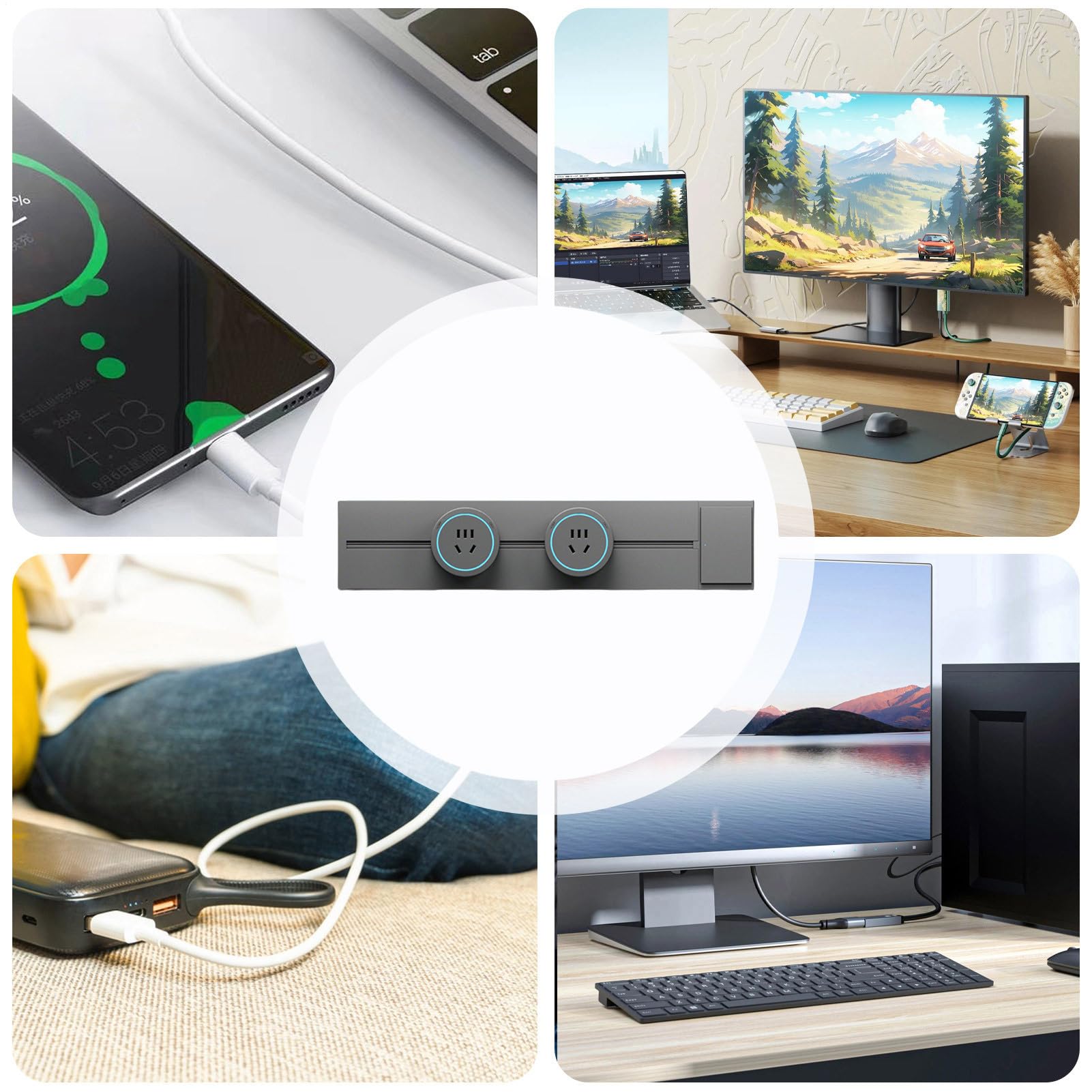 Adaptador Enchufe Extensible Adaptadores Móviles Para Enchufes | Carril Ajustable Para Enchufes Eléctricos Para Apartamento, Escuela, Hotel, Hogar, Dormitorio, Trabajo, Estudio, Salón Y