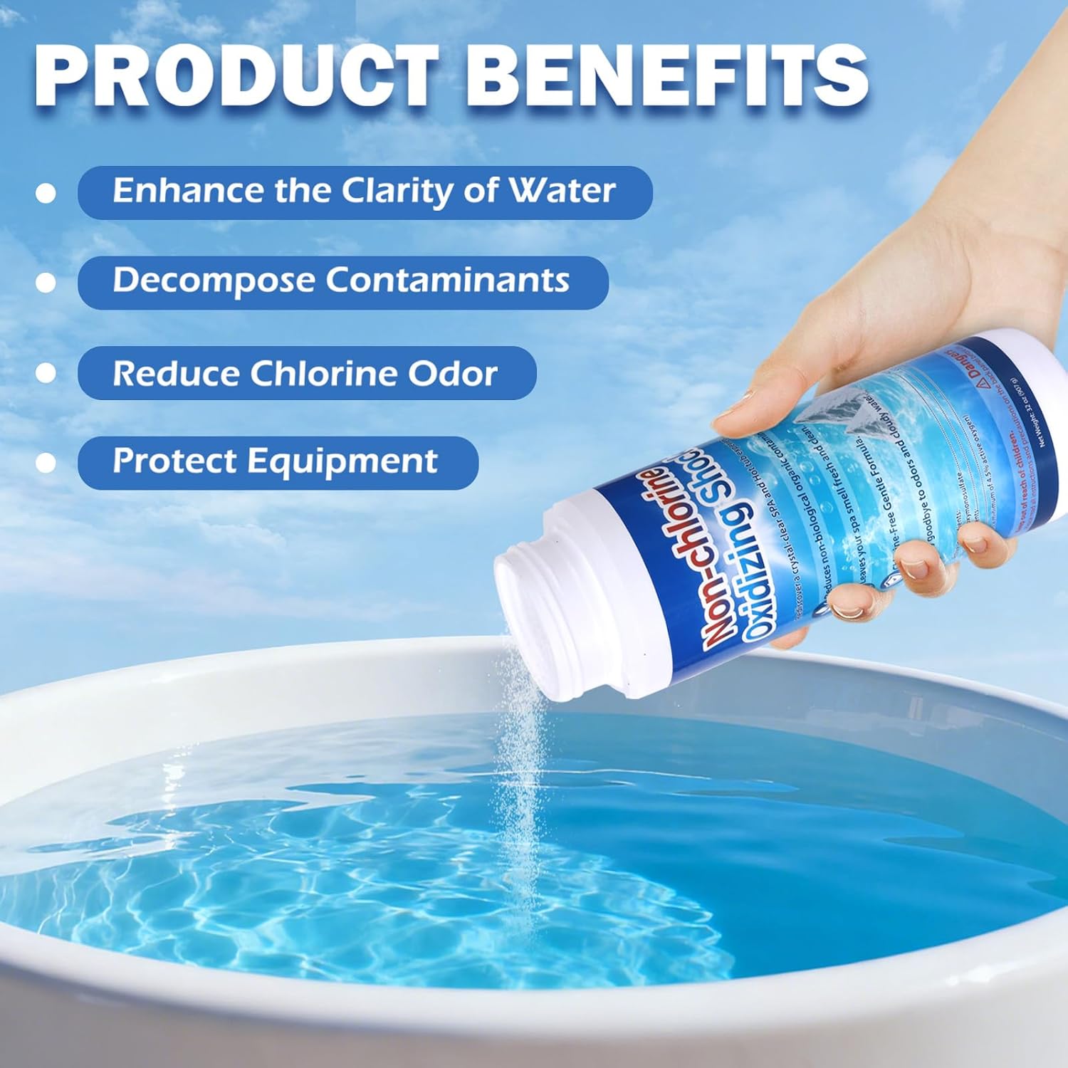 32 Oz Chlorine-Free Hot Tub Shock Oxidizer – SPA Pool Oxidizing Shock Water Enhancer for All Spa Types – Gentle, Easy-to-Use Spa Treatment for Clear, Balanced Water