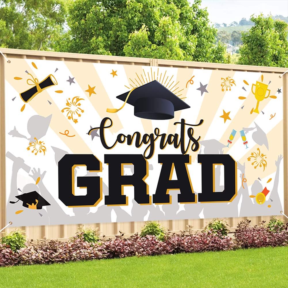 V-Opitos Graduation Banner Decorations, Large Size - 78.8"x40.3" Congrats Grad Banner for Graduation Party Decor, 2022 Graduation Indoor/Outdoor Decor for High School, College