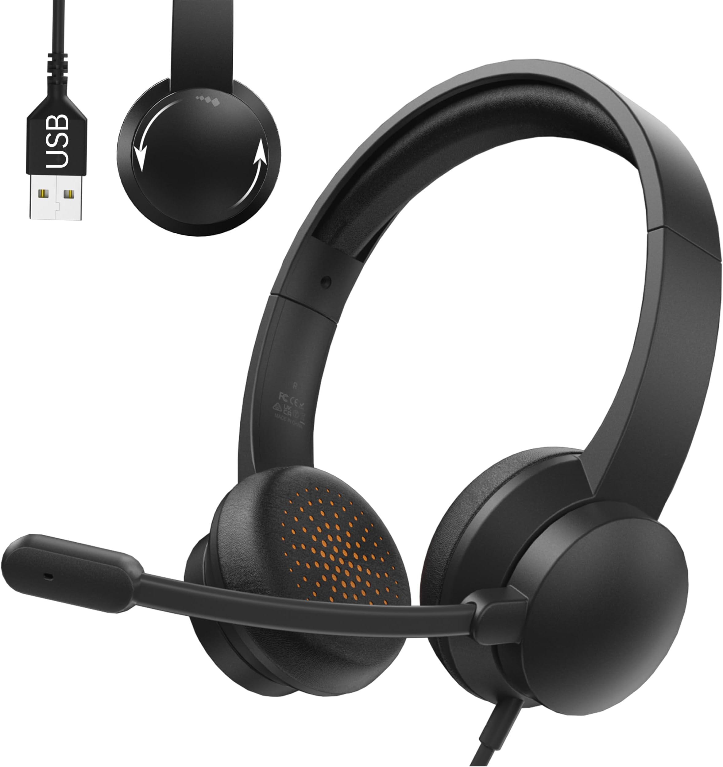 Wireless Headset with Mic for Work, Headset Wireless Bluetooth V5.3 with AI Noise Cancelling Microphone with USB Dongle & Mic Mute for Computer PC Laptop Remote Work Home Office (Baby Blue)