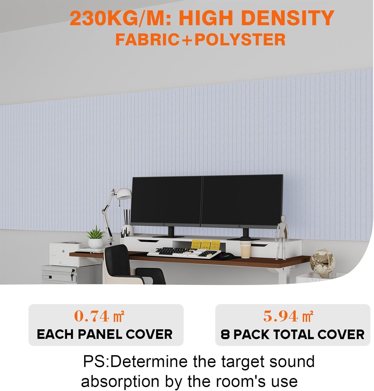 8 Pack Acoustic Panels 48x24x0.4'' Large Soundproof Wall Panels, Self-Adhesive Sound Proof Panels for Walls, Decorative Sound Dampening Panels for Recording Studio Acoustical Treatments Noise Reducing
