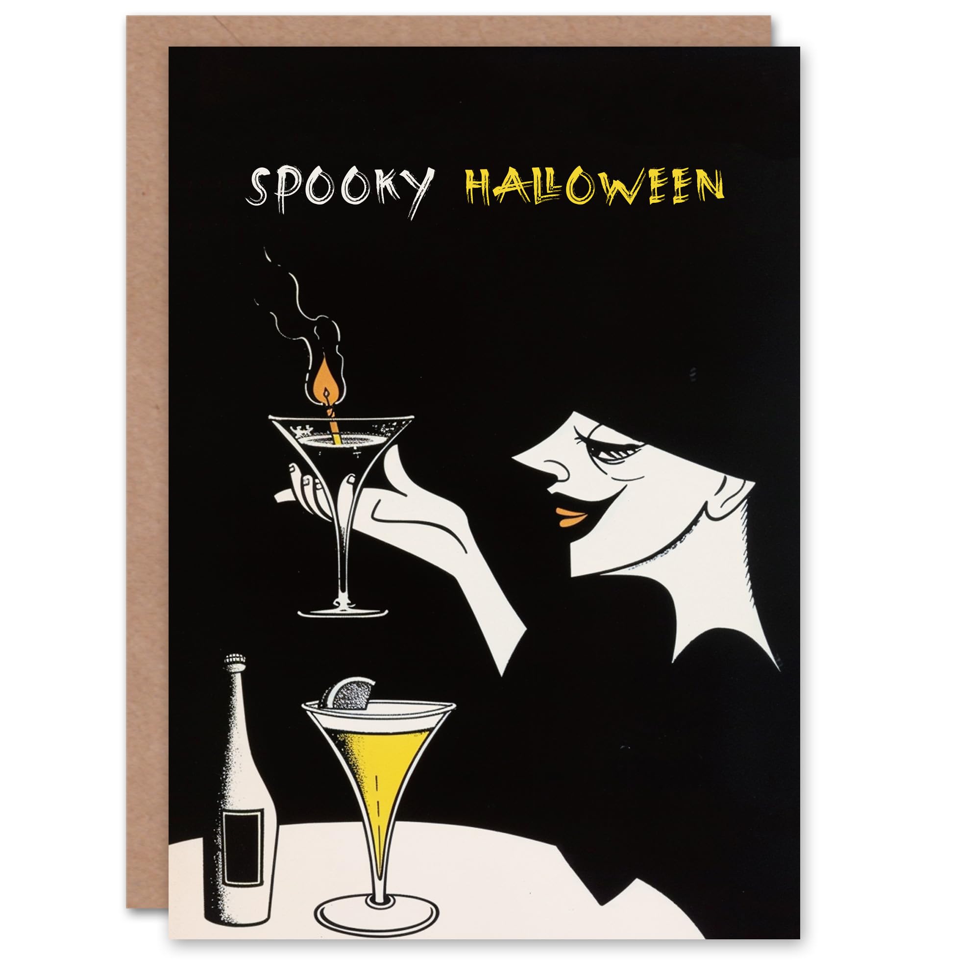Artery8 Halloween Card - Witch Cocktail Potion Candle - Greeting Card - Black