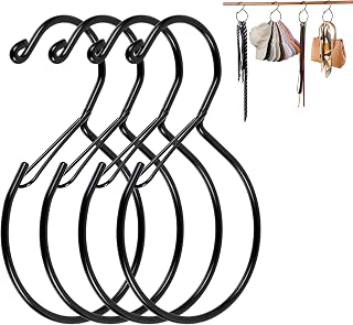 4Pcs Hat Hanger & Belt Hanger with Safety Clip for Closet | Black Baseball Caps Organizer for Closet, Hat Rack for Belt Ties Tank Tops