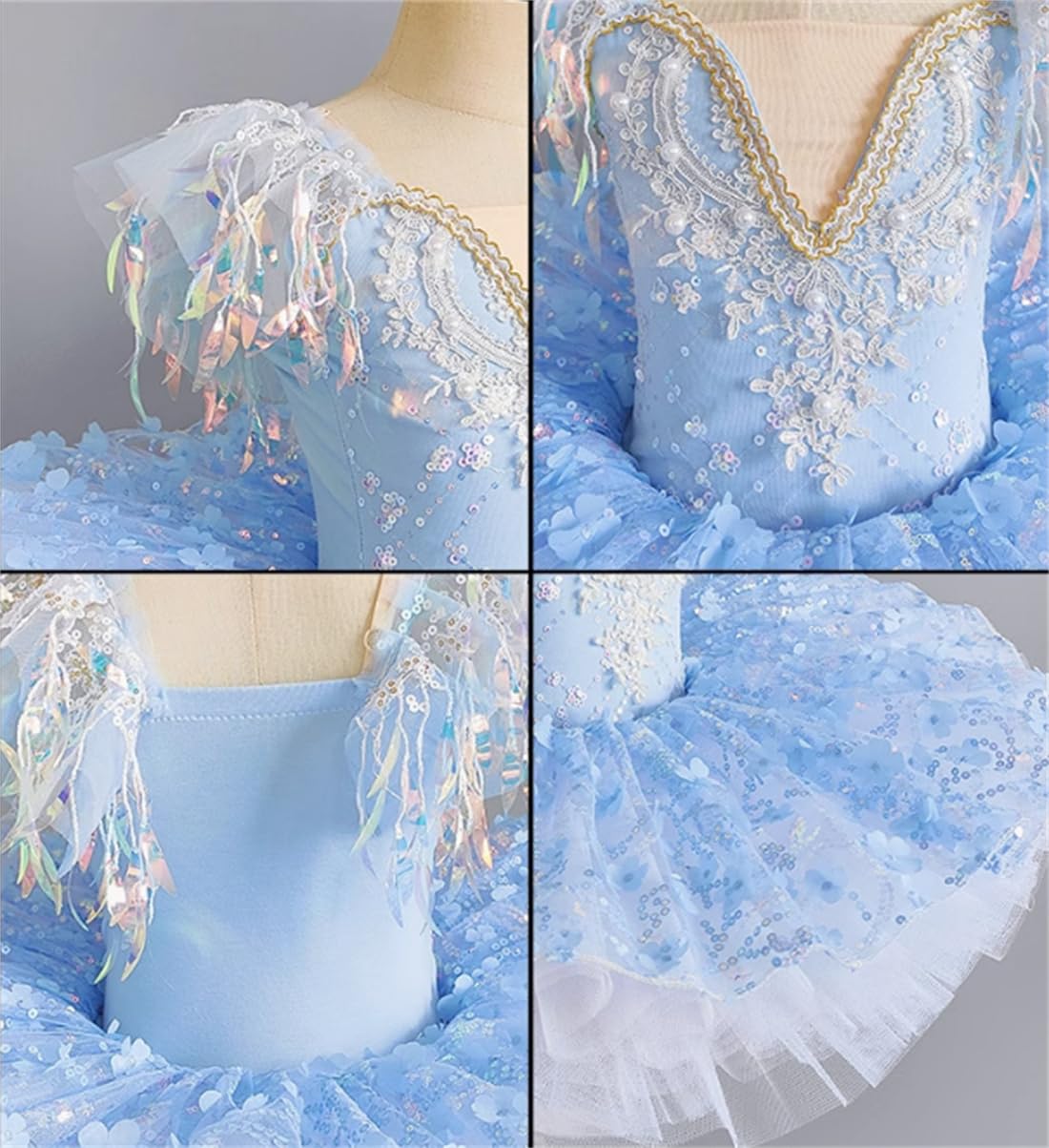 OTMYIGO Tenue de Ballet pour Enfants Robe Tutu de Princesse pour Filles Vêtements de Danse Jupe de compétition de Performance Vêtements de Danse