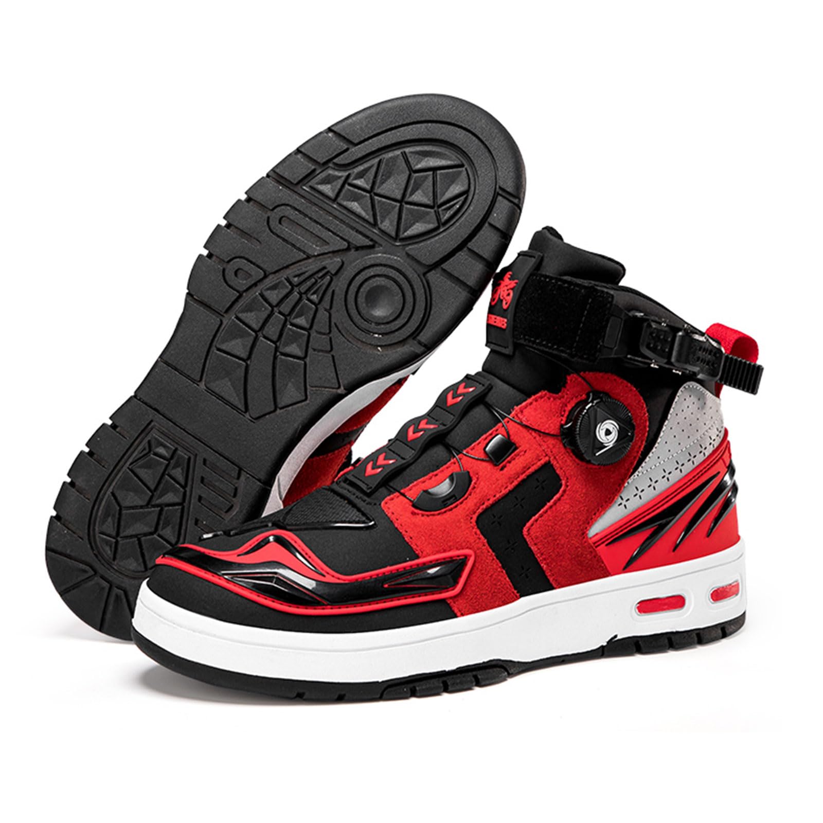Chaussures Moto Homme Vented,Bottes Moto Hommes,Bottes De Moto en Cuir,Bottes de Moto imperméables,antidérapant,Semelle en Caoutchouc,Renfort Talons & Orteils,Convient aux Motards.