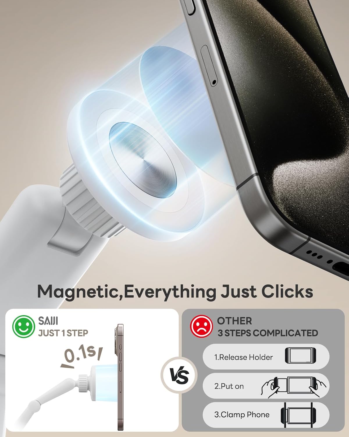 SAIJI Kindle Pillow Stand - Magnetic iPad Stand Compatible with Kindle, Tablet, iPad, iPhone, 360° Tablet Holder for Bed with Ergonomic Pillow and Dual-Jointed Arm, 2 Free Magnetic Sheets (Gray) - Image 4