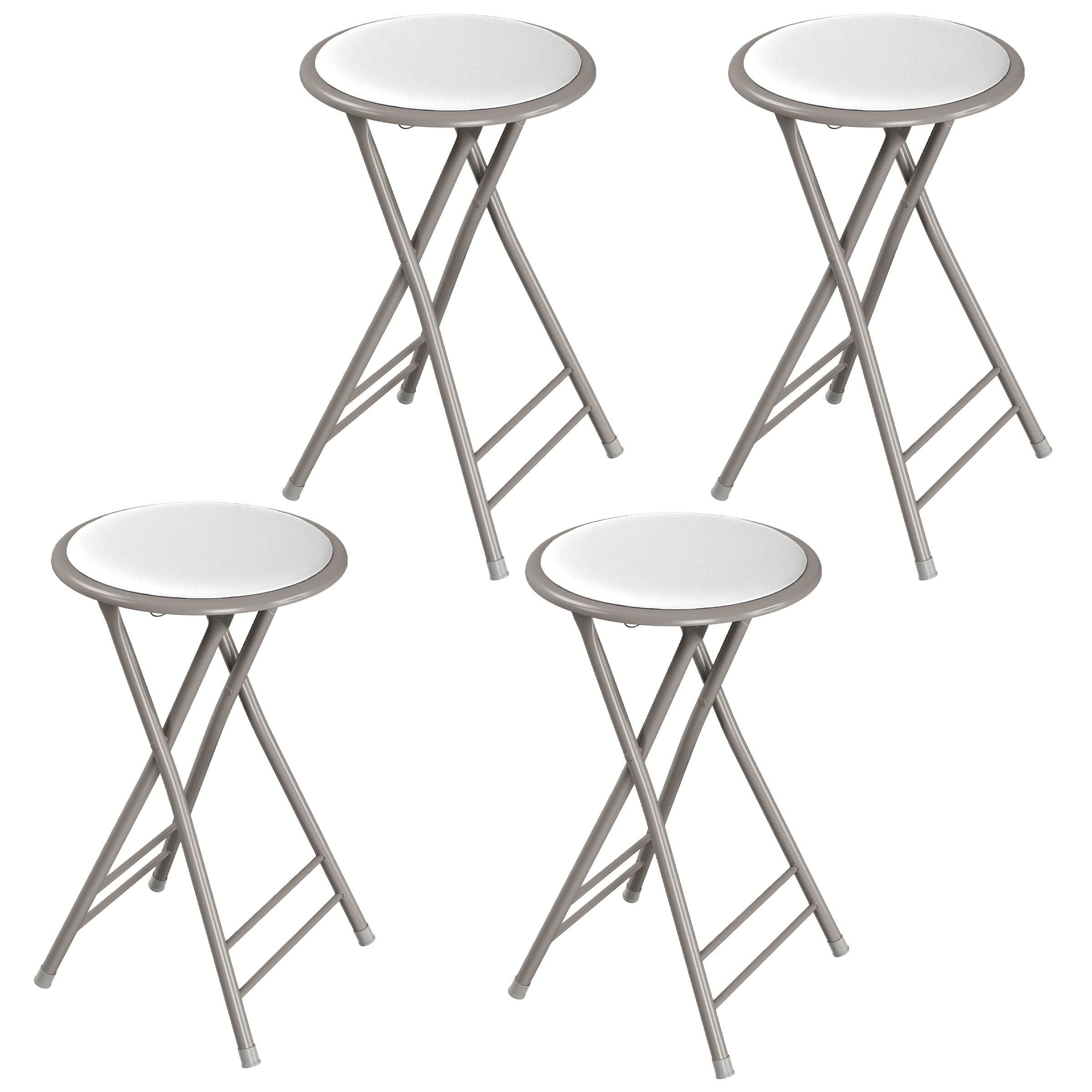 Photo 1 of 24-Inch Counter Height Bar Stool – Backless Folding Chair with 300lb Capacity for Kitchen, Recreation Room, or Game Room by Trademark Home (White) Set of 4 White Set of 4