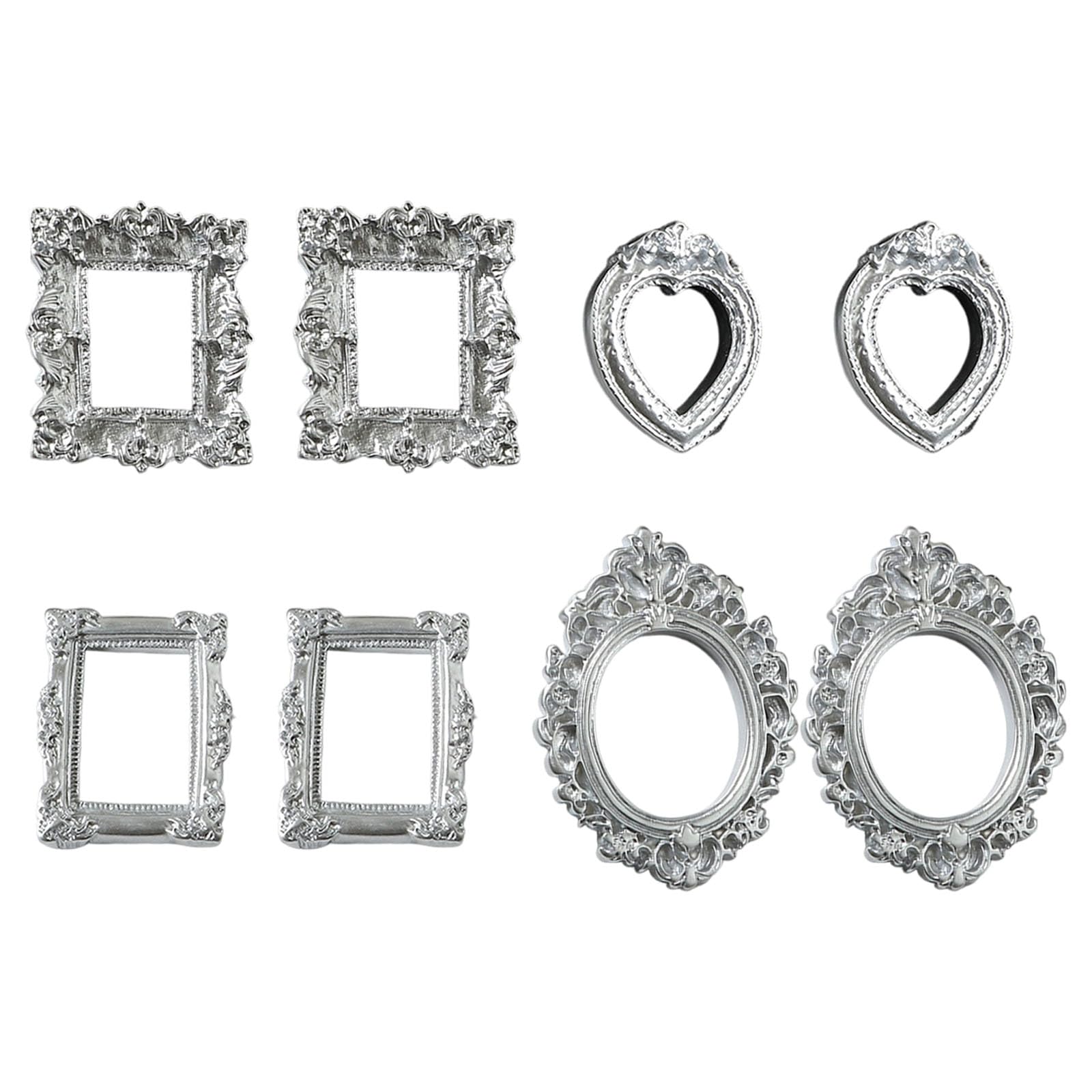 8Pieces Miniature Baroquely Photo Frame Model Figurine for Creative Photography Props and Various Jewelry Craft Decors Baroquely Picture Frame