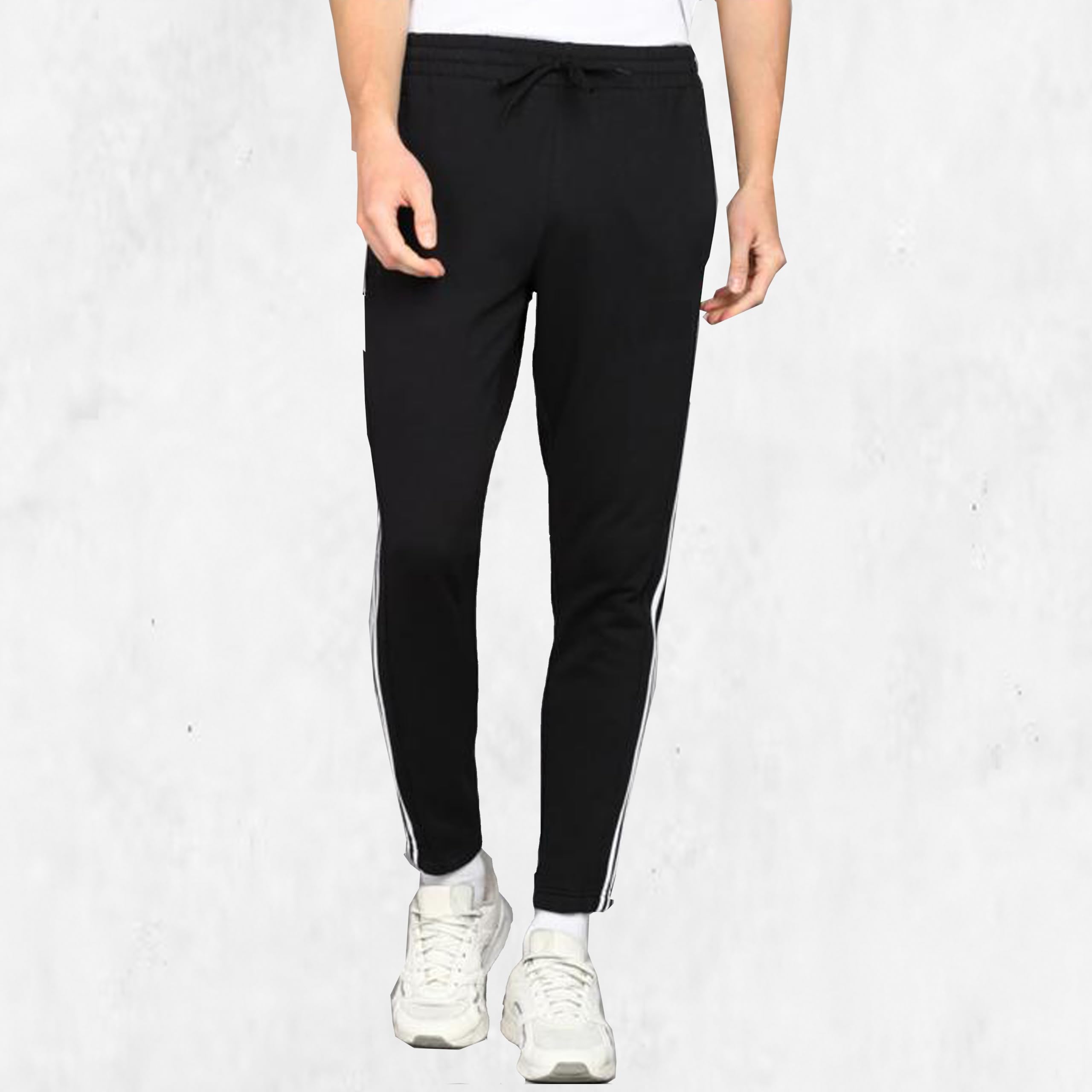 Men's Grey Trackpants with Side Stripes, Drawstring Waist-picture-29