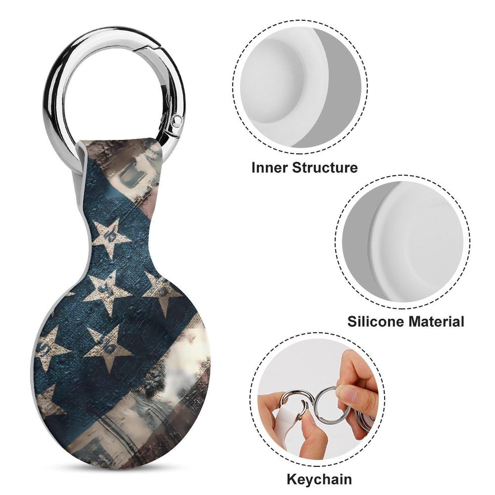 US-Flagge, kompatibel mit Airtag-GPS-Hüllen, 4 Stück