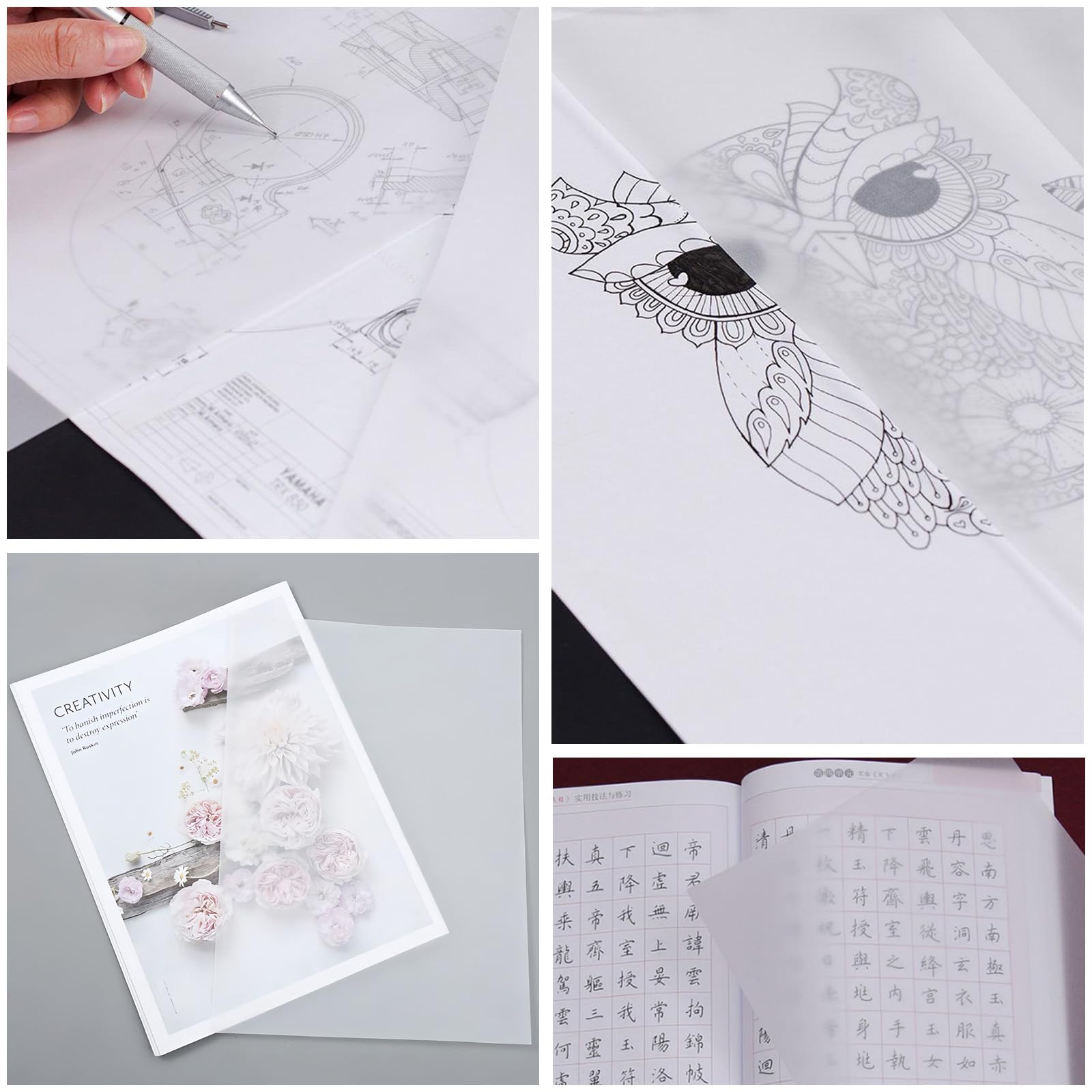 50Pcs Tracing Paper A4 Translucent Vellum Paper for Printing Tracing Graphic Design - Image 2