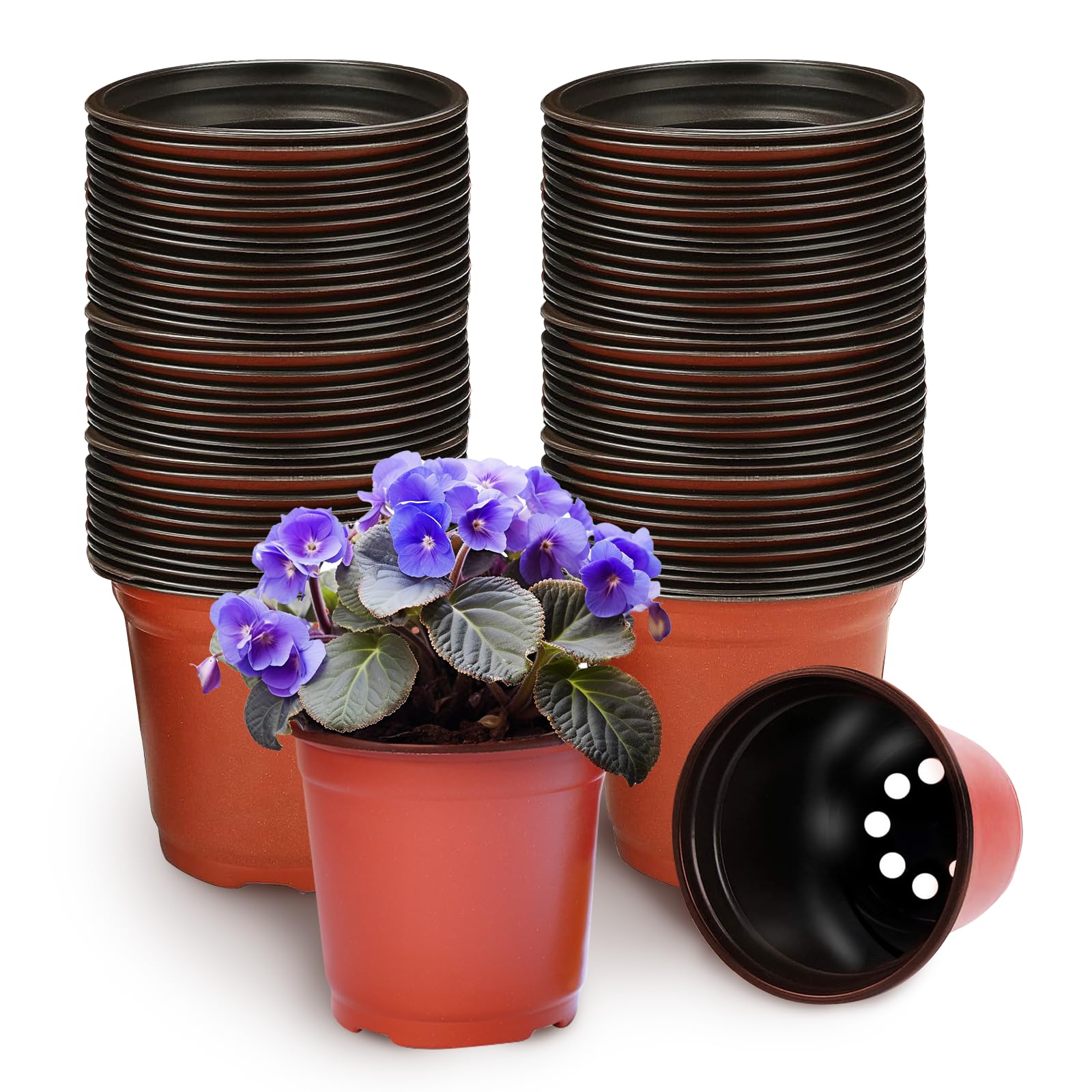 Confezione Da 100 Vasi In Plastica Per Piante – Fori Di Drenaggio E Ventilazione, Misure 5x5 Cm – Ideali Per Semina E Propagazione