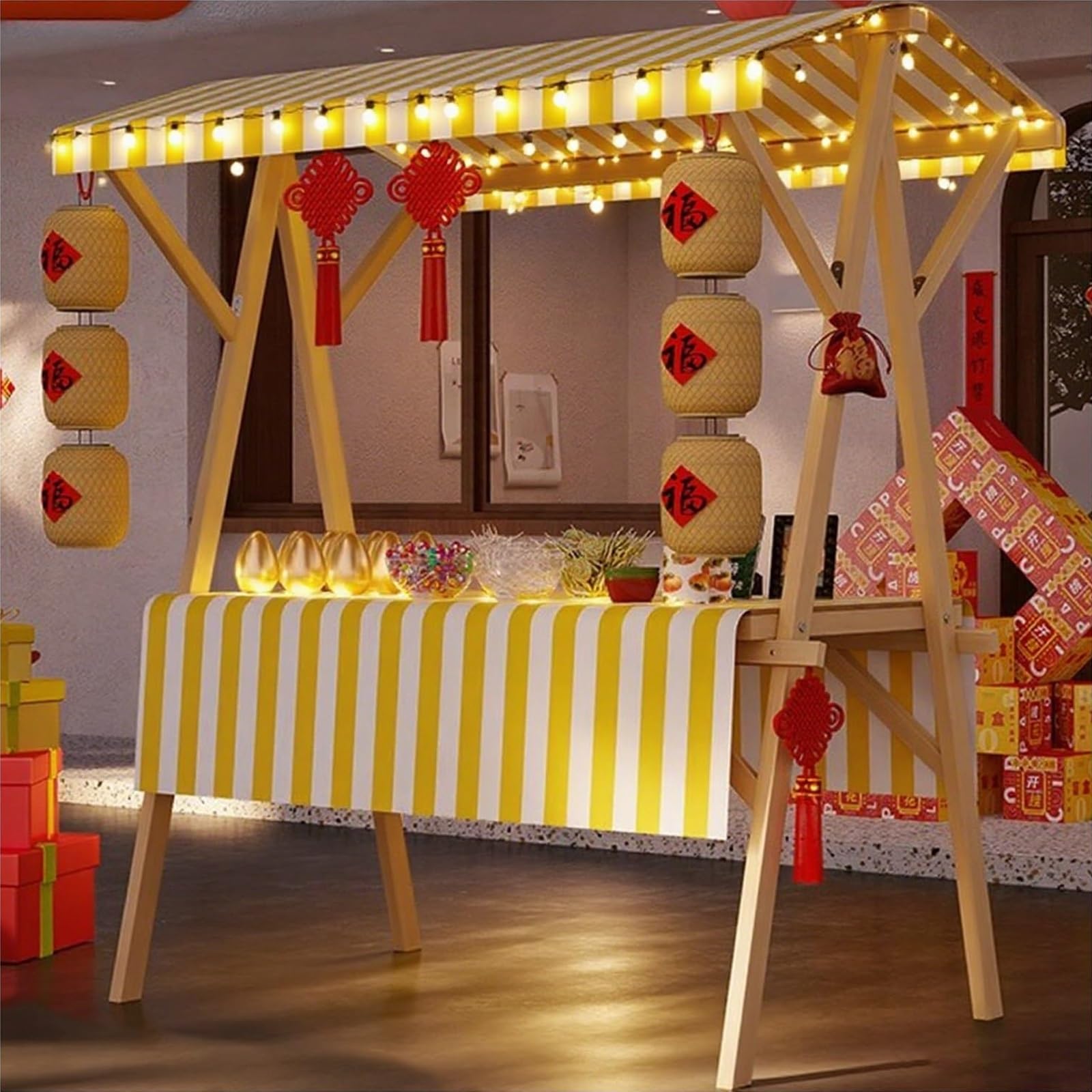 Generico Carrello Pieghevole in Legno per Alimenti - Bancarella Commerciale per Hot Dog, Gelati e Snack - Stand di concessioni per mercati Portatili in Vendita