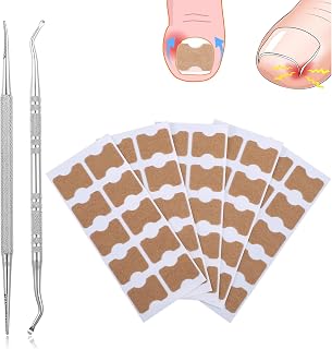 Ingrown Toenail Treatment Kit, 50Pcs Breathable Toenail Correction Patches, Painless Ingrown Removal Corrector Tool with Toe Nail Lifter, Curved Ingrown Toenail Relief Stickers for Foot Care at Home