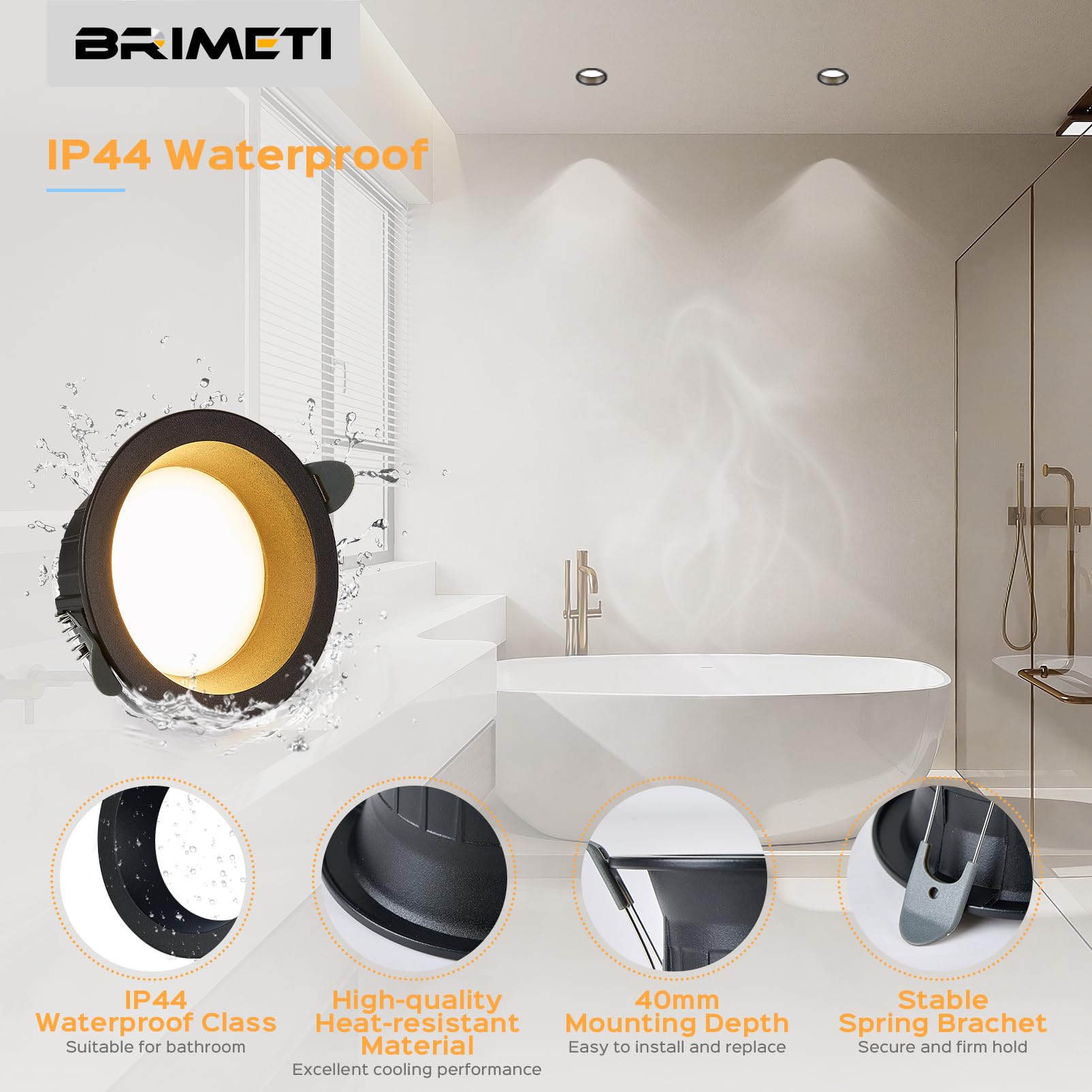 Spot Led Encastrable Noir Extra Plat, 6 Pack 7W 700LM, IP44, Blanc Naturel 4000K, AC 220-240V, Découpe 70mm, Rond Ultraslim Plafond Encastré Pour Salle de Bain, Cuisine, Salon