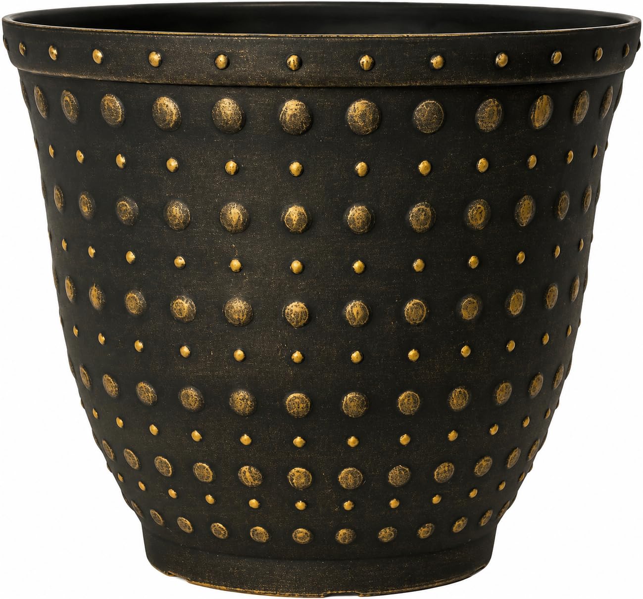 Muddy Hands Black Bronze Decorative Plant Pot Large Outdoor Garden Planter Round Plastic Flower Herb Tree Container for Patio, Balcony & Front Door (32.6 Litre Pot)
