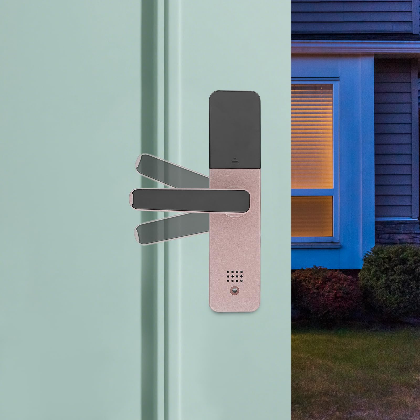 Serrure de porte intelligente, fine avec empreintes digitales, 5 modes de déverrouillage, empreinte digitale/carte/clé/déverrouillage de code/application, convient pour les portes d'une épaisseur de