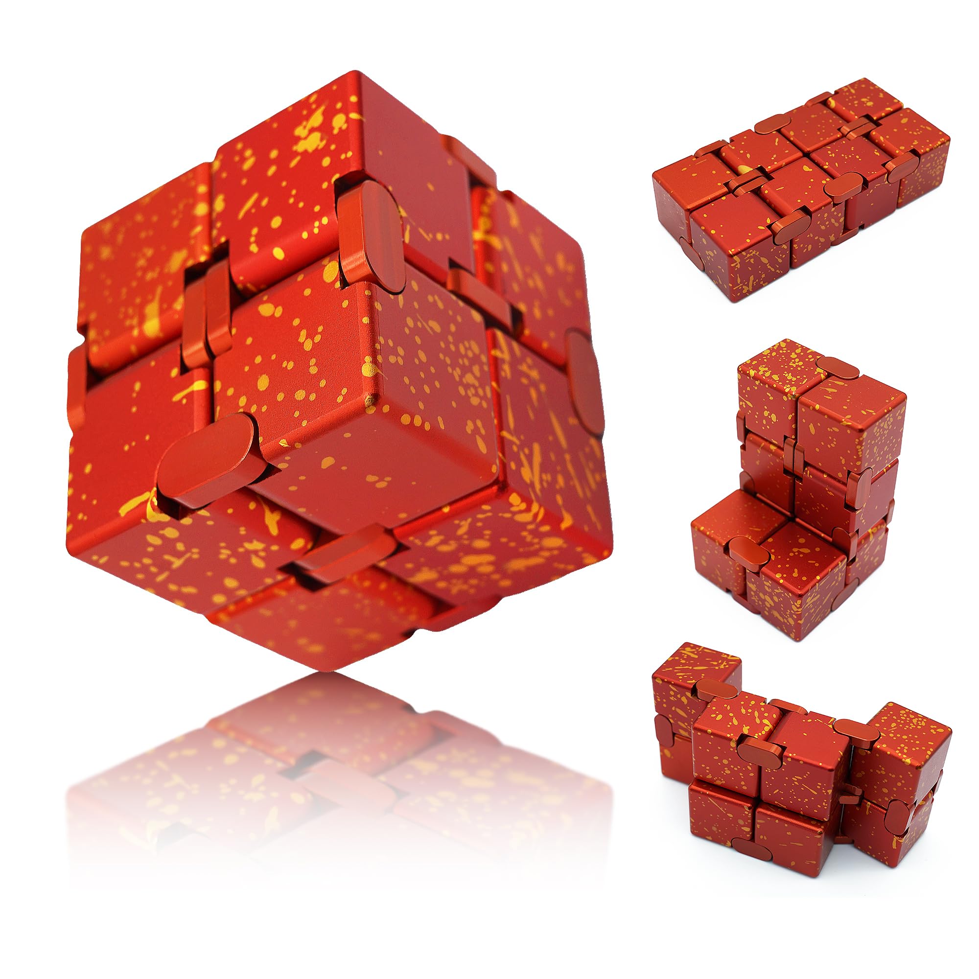 DOLASEV Infinity Cube Fidget Toy, Adult & Kids Fidget Toys, Quiet Fidget Toy for Office & Desk, Red & Yellow