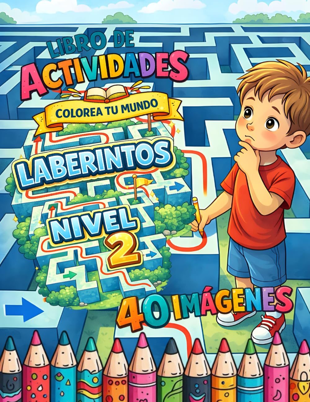 Libro de actividades. Laberintos: Nivel 2. 40 imagenes.