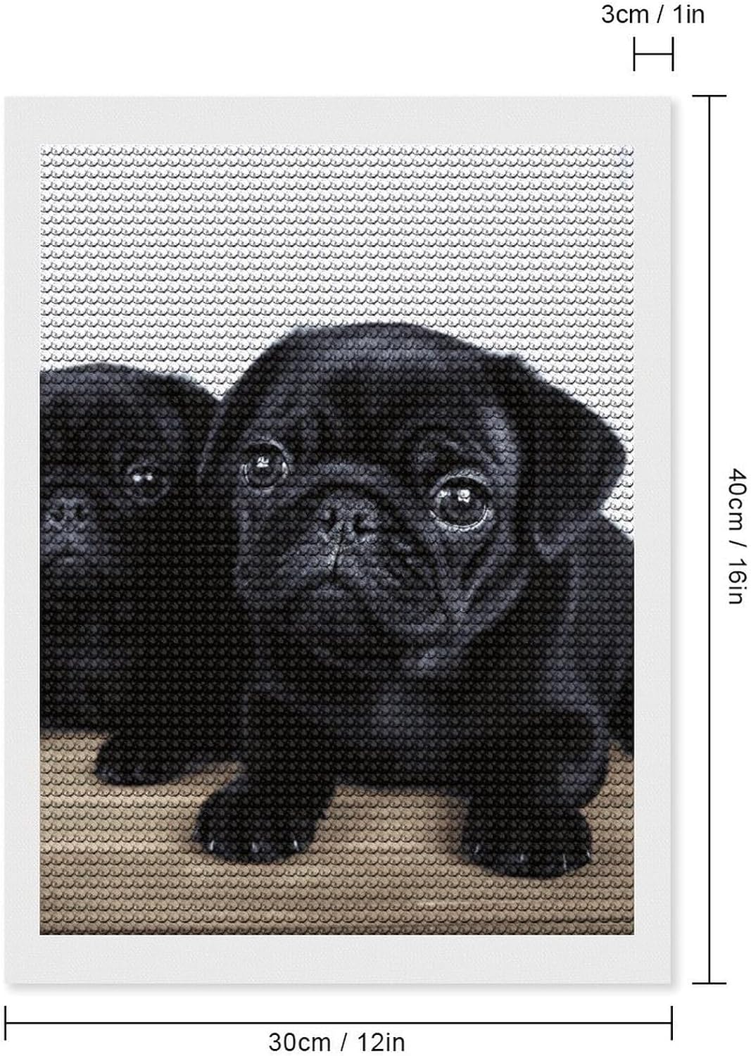 FodPand Diamond Art Kits for Adults, 5D Aurora Diamond Painting Kits for Beginners, Cute Black Pug DIY Full Drill Dots Gem Art Paint Crafts for Home Wall Decor 12"x16" image 2