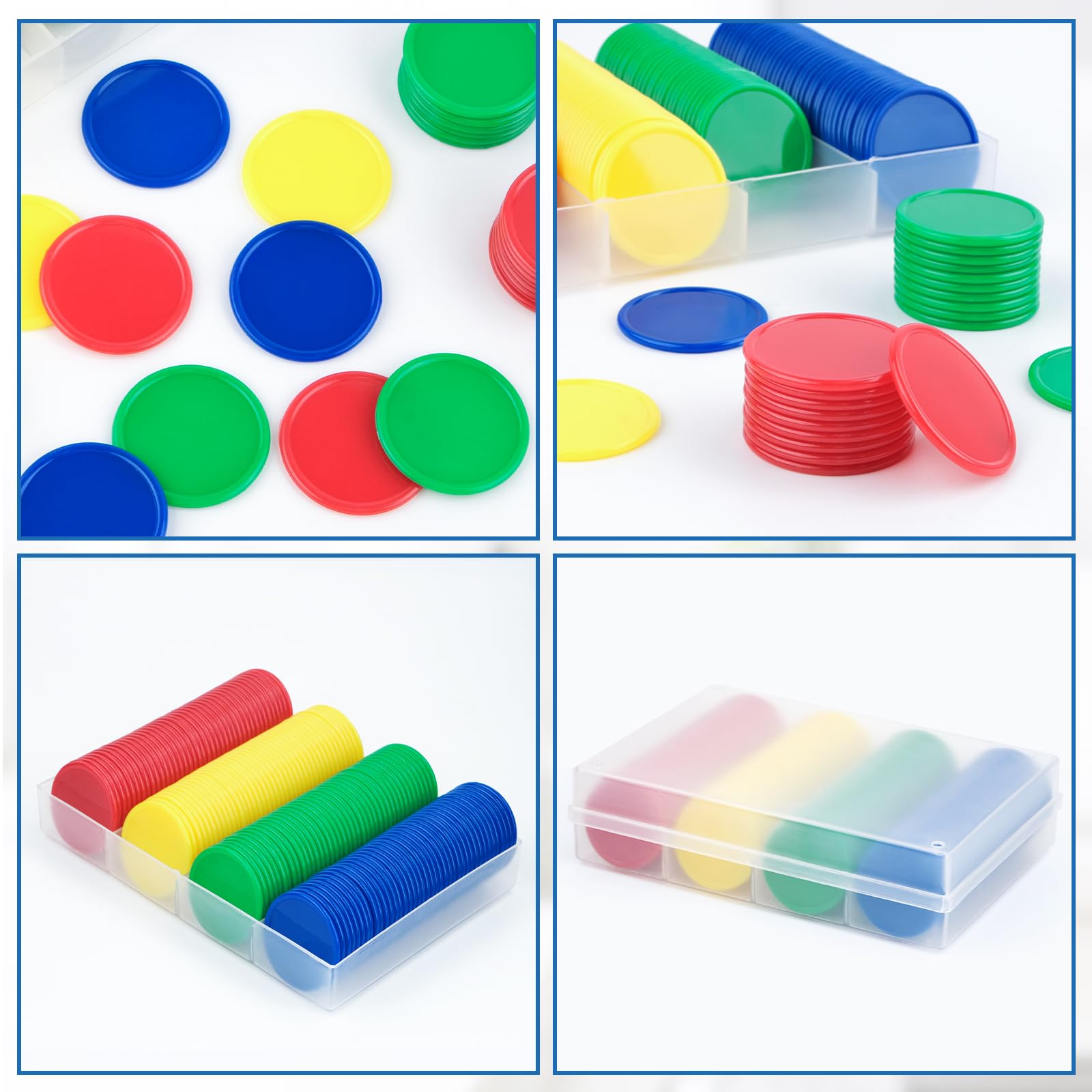Set da Poker Chips Poker in plastica, 160 Fiches Poker, Gettoni di Gioco, Gettoni del Casinò, Gettoni di Bingo, Set di Chip da Poker con Scatola per Contare Matematica Apprendimento