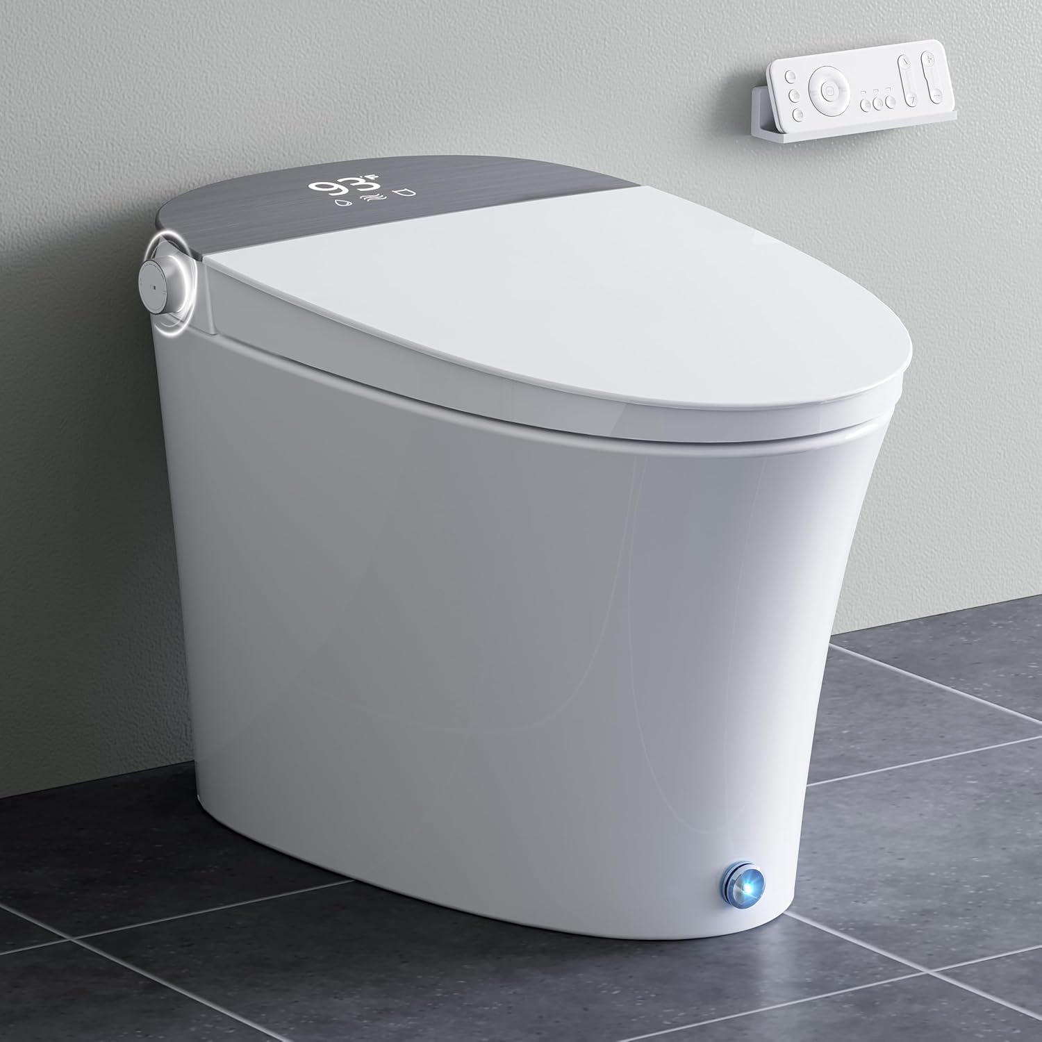 Smart Toilet with Powerful Flush, for Low Water Pressure, Luxury Smart Toilet built-in bidet with Instant Warm Water, Auto Open& Close Lid and Kick Control, Deodorization, Night Light