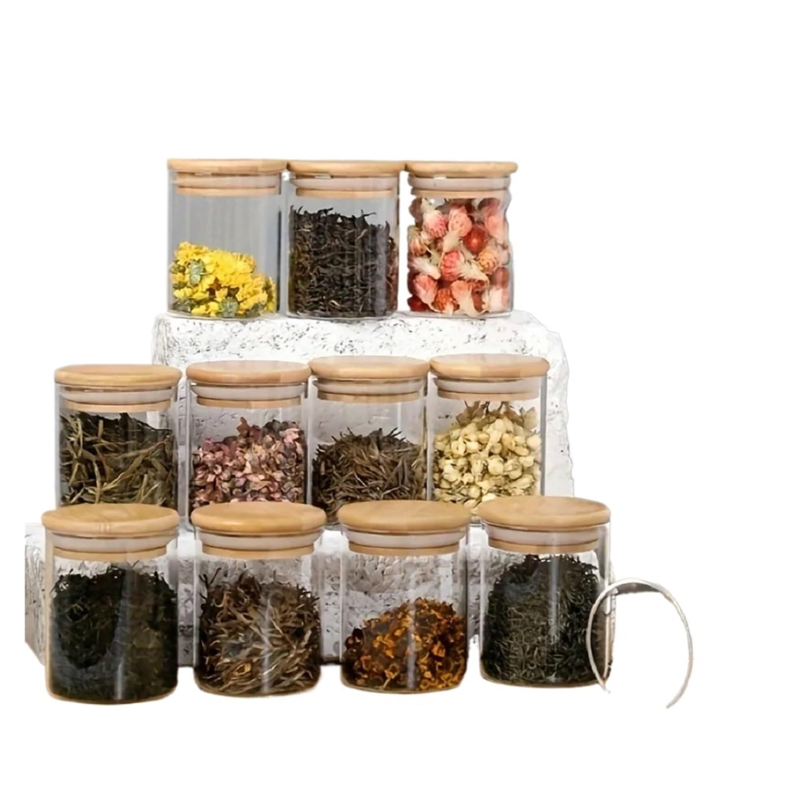 12 tarros de cristal for almacenar especias, 227 ml (8 oz), minitarros con tapa hermética for la cocina, ideales for azúcar, galletas y arroz