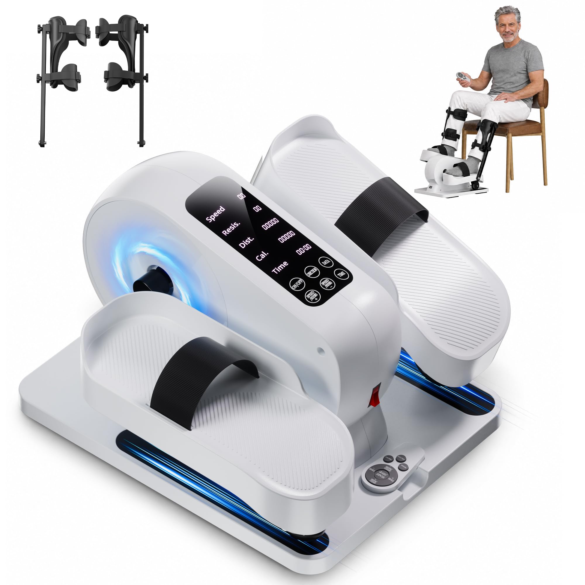MOMODA Electric Pedal Exerciser for Seniors with Leg Support, White