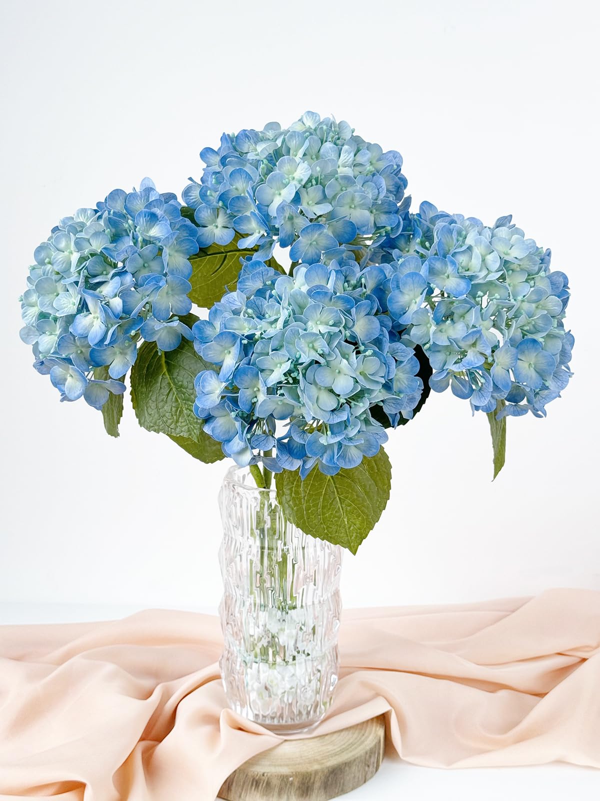 Photo 1 of SUMTIPHUN 4 Pcs Real Touch Blue Hydrangeas Artificial Flowers 20'' Real Looking Faux Hydrangeas for Party Wedding Home Decor Kitchen Baby Shower Flower Arrangement
