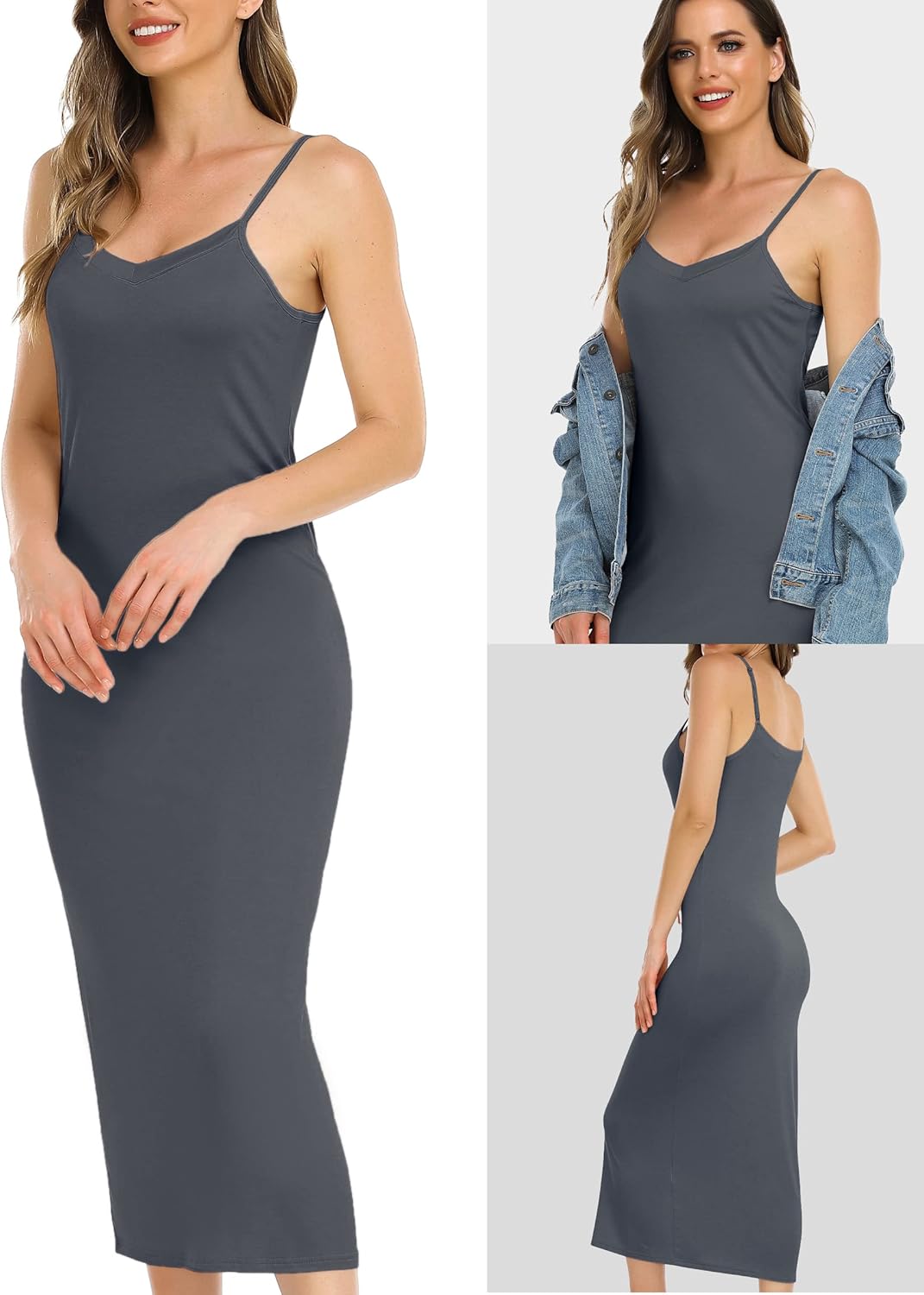 Vlazom Women Full Slips Sexy Soft Slip Dress for Under Dress Spaghetti Strap Cami Slip Chemises V Neck Negligee S-3XL - Image 2