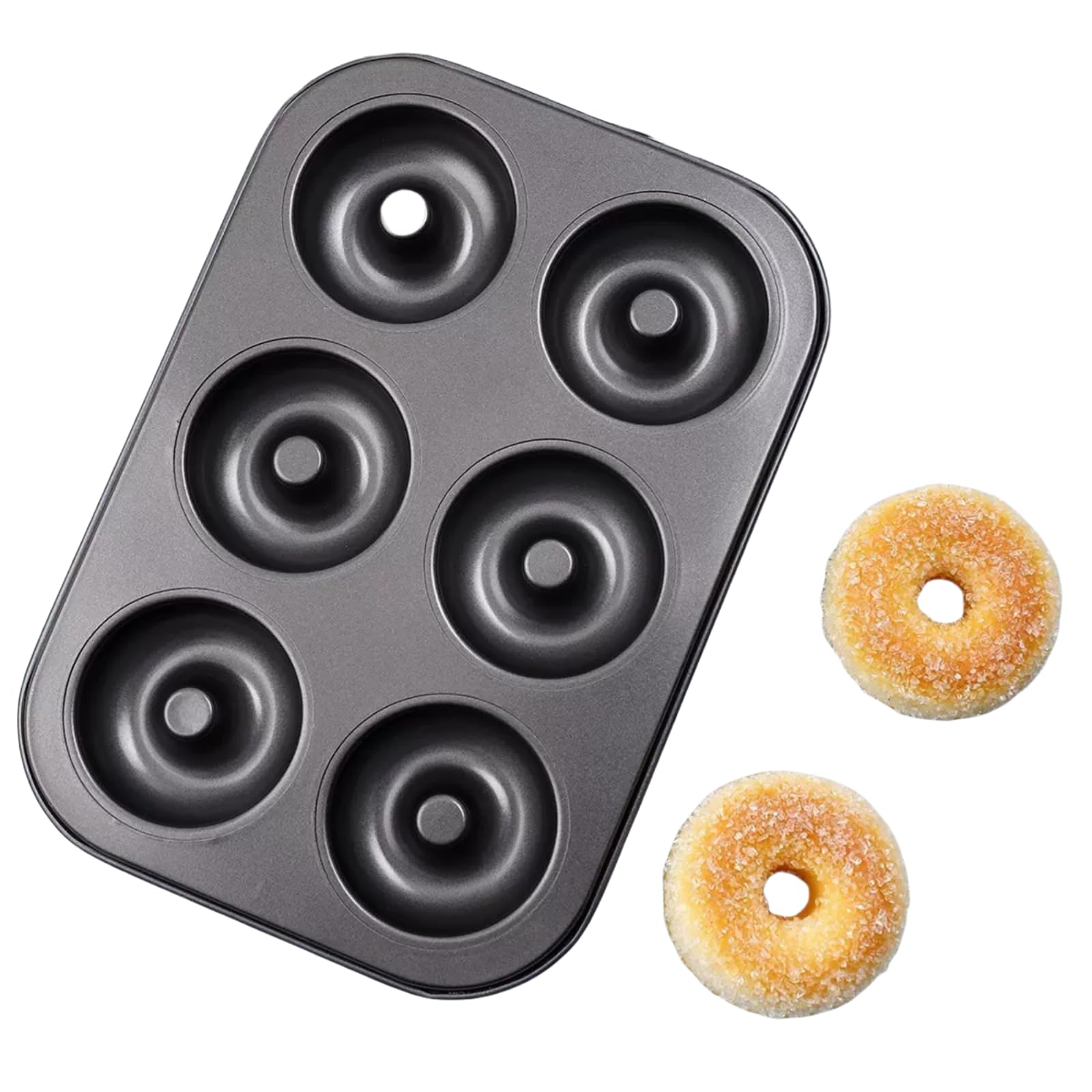 Carbon Steel Donut Baking Pan - 6-Cavity Stackable Mold for Donuts, Bagels, Muffins | Oven Safe & Easy Release | 1 Pack