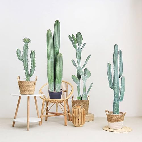 Miniatura 4 de Ruwenus Cactus artificial de 3 pies (36 pulgadas) de alto, plantas falsas de cactus grandes con maceta para decoración de interiores y exteriores,