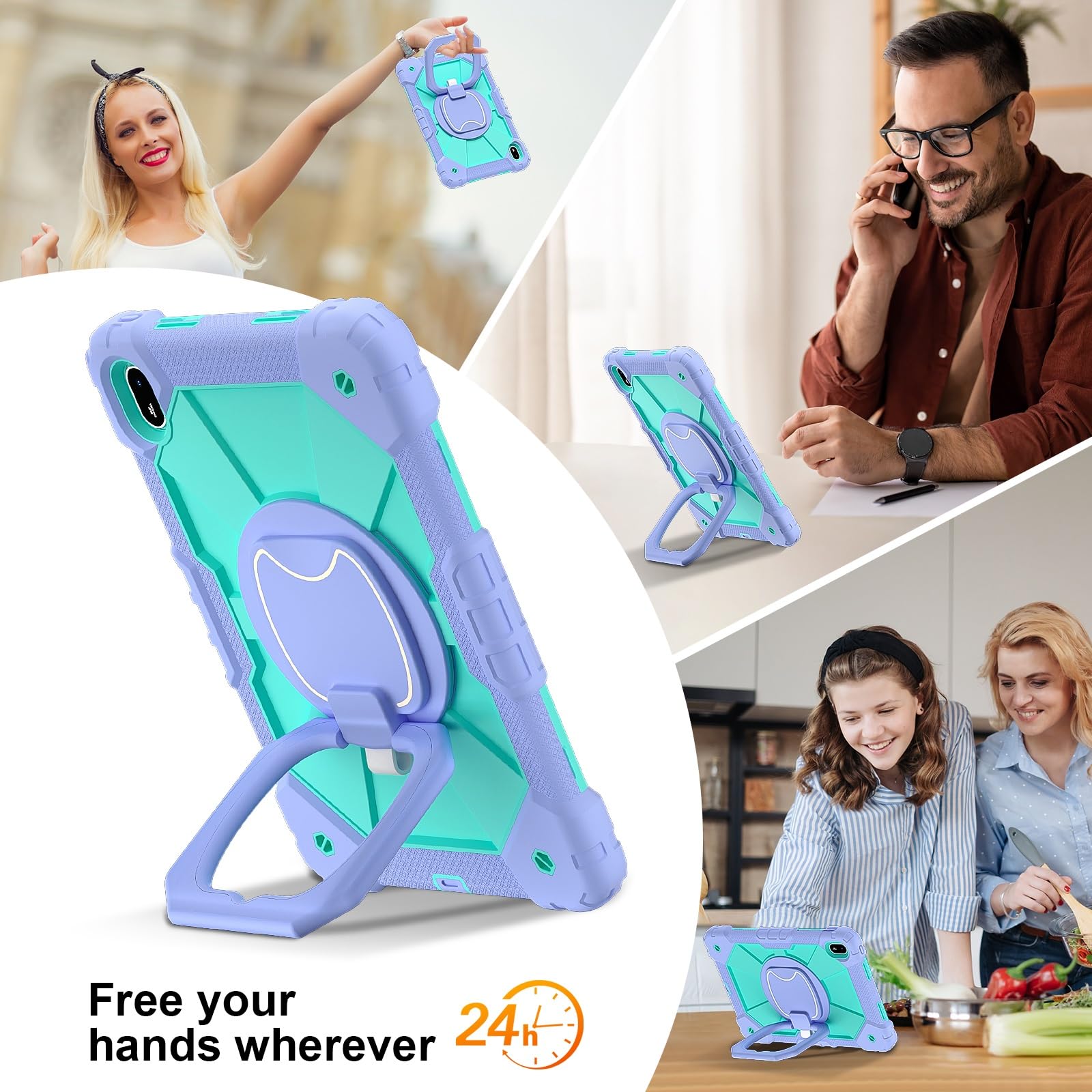 Etui do Huawei MatePad SE 27.9 cm wydane 2024 etui odporne na wstrząsy, etui ochronne W 360 obrotowa podpórka + pasek na rękę + pasek na ramię wytrzymały, odporny na wstrząsy dla Huawei MatePad SE