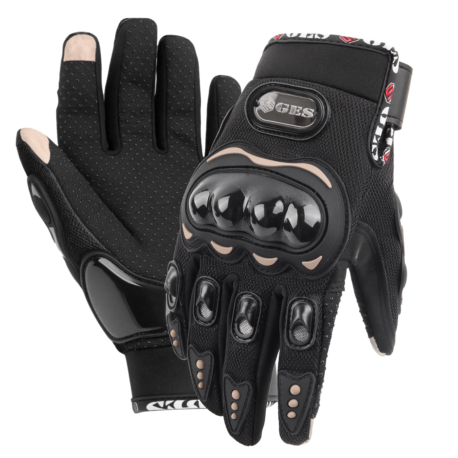 GES Motorcycle Riding Gloves for Men, All-Weather Full Finger Touch Screen Gloves, Breathable Water Resistant Motocross Racing Gloves for ATV, Dirt Bike, Scooter — view 7