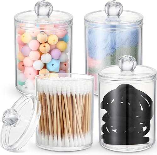 Maxdot 24 tarros organizadores de baño de boticario, tarros de acrílico transparente con tapas, recipientes de tocador para baño, recipientes de