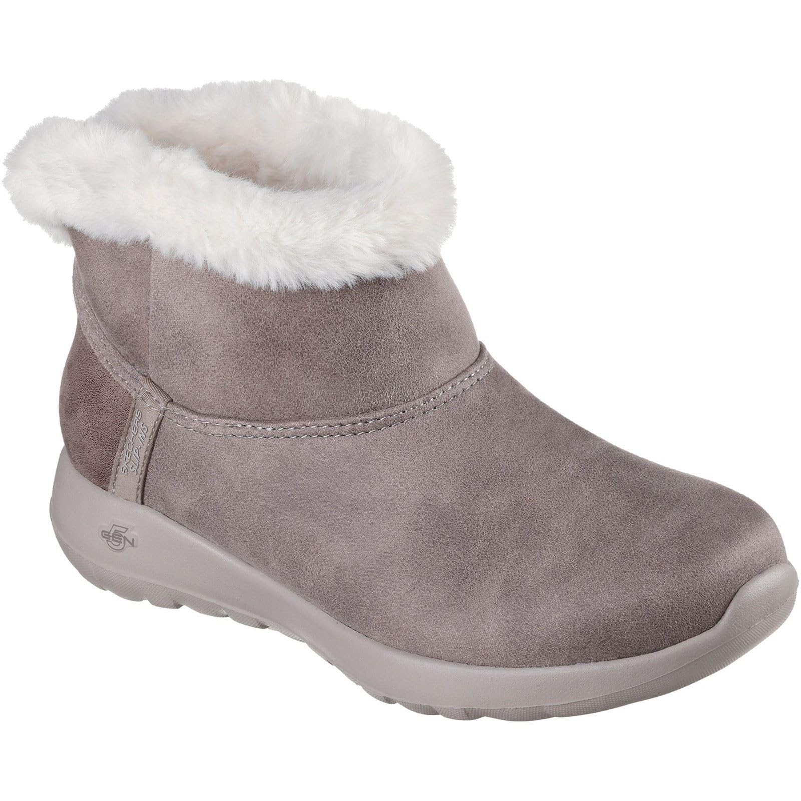 Skechers On-the-GO Joy Cozy Dream Polyester Womens Dark Taupe Winter Ankle Boots