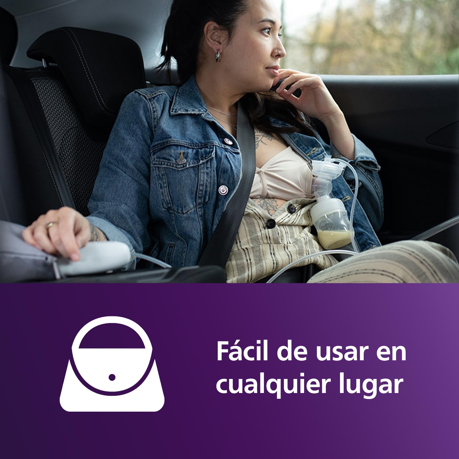 Philips Avent extractor de leche eléctrico sencillo, potencia hospitalaria, motor recargable y silencioso para una experiencia discreta en cualquier lugar, bolsa de viaje, modelo SCF396/31
