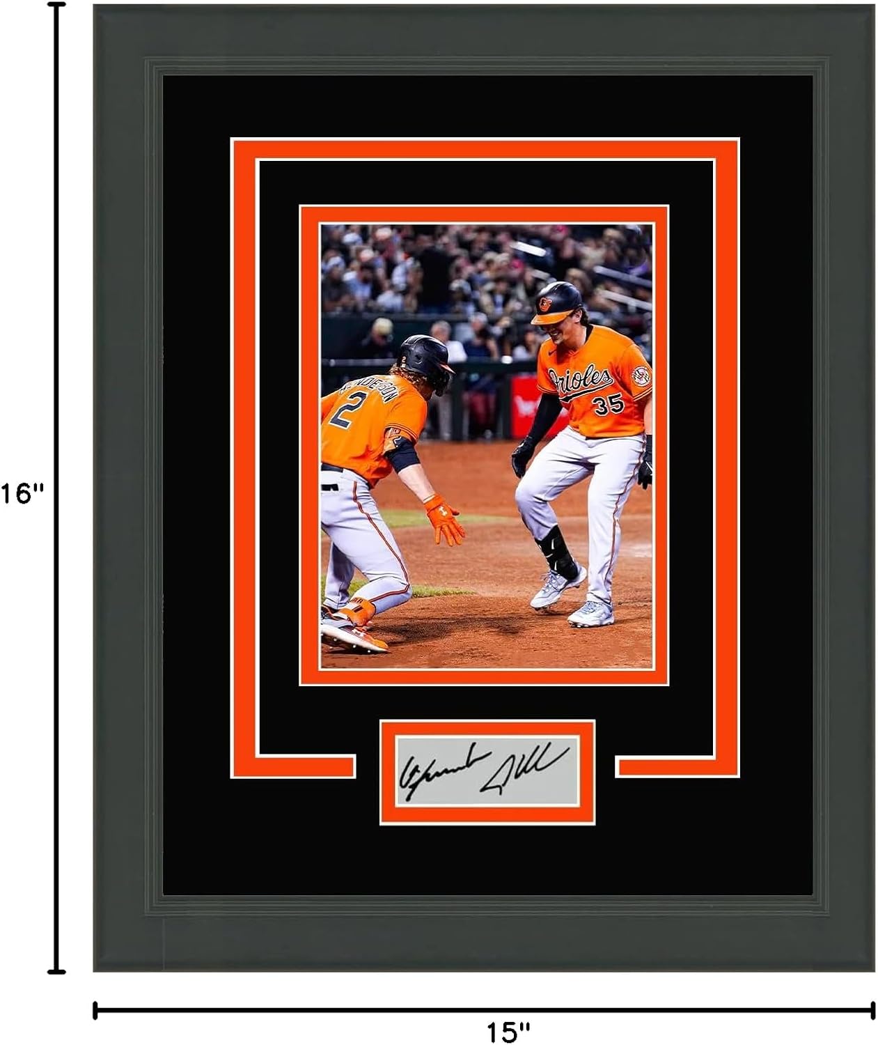 HOFSM.COM Hall of Fame Sports Memorabilia Framed Gunnar Henderson Adley Rutschman Dual Facsimile Laser Engraved Signature Auto Baltimore Orioles 11x14 Baseball Photo
