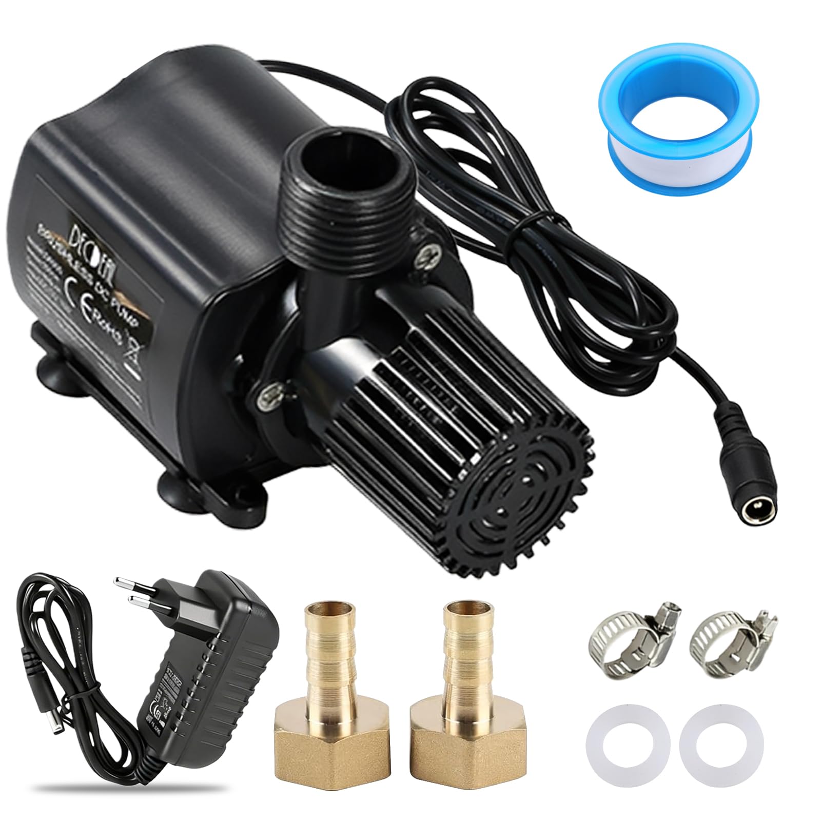 Pritok Black Submersible Water Pump Ultra Quiet: 800L/H 15W High Lift Water Pump, Dc 12V Mini Brushless Submersible For Fountains, Hydroponics, Ponds, Aquariums Water Circulation, 92.5×53.5×65.8Mm