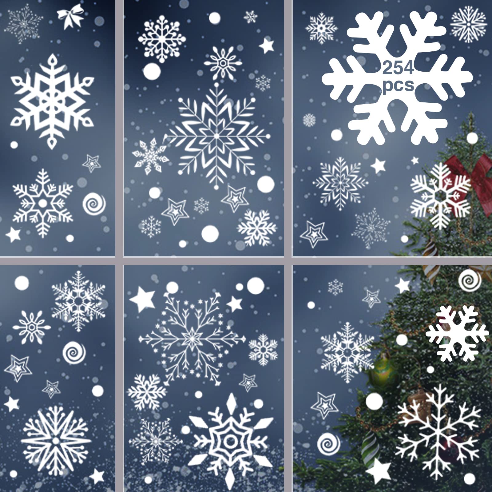 DTYDECLE 4 fogli di fiocchi di neve Suncatcher adesivi per finestre, autoadesivi per finestre, fiocchi di neve, arcobaleno, prisma per l'inverno, decorazione natalizia