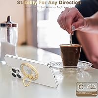 Vista 3 de Soporte magnético para anillo de teléfono para iPhone, rotación de 360 grados, diseño floral, soporte para iPhone 16, 15, 14, 13, 12 Pro Max, funda