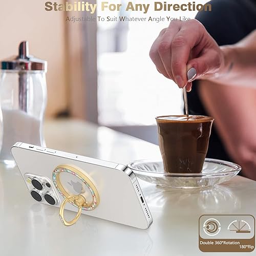 Miniatura 9 de Soporte magnético de anillo para teléfono MagSafe, Doflyesky Flowers agarre magnético para teléfono, soporte de teléfono y anillo de dedo para