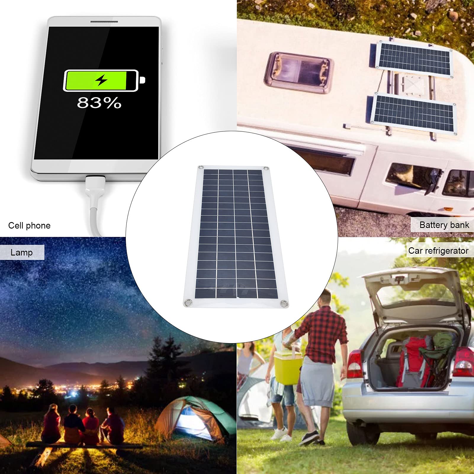 Kit de Carga Solar con Puertos USB Duales Diseño de Alta Eficiencia para, Casas Rodantes, Aventuras de Camping